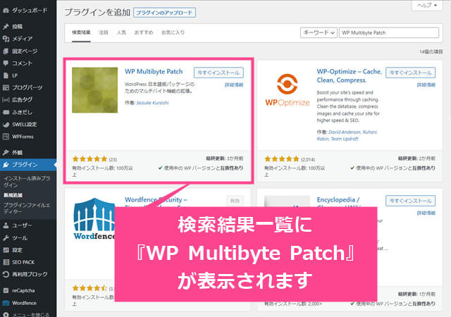 WP Multibyte Patchのインストール手順3